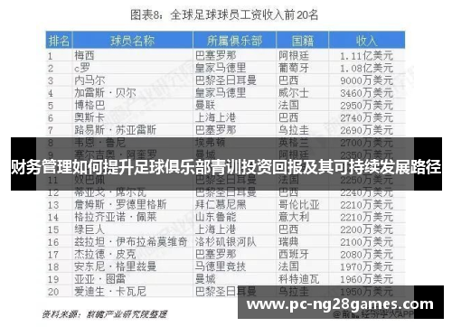 财务管理如何提升足球俱乐部青训投资回报及其可持续发展路径