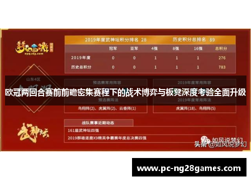 欧冠两回合赛前前瞻密集赛程下的战术博弈与板凳深度考验全面升级